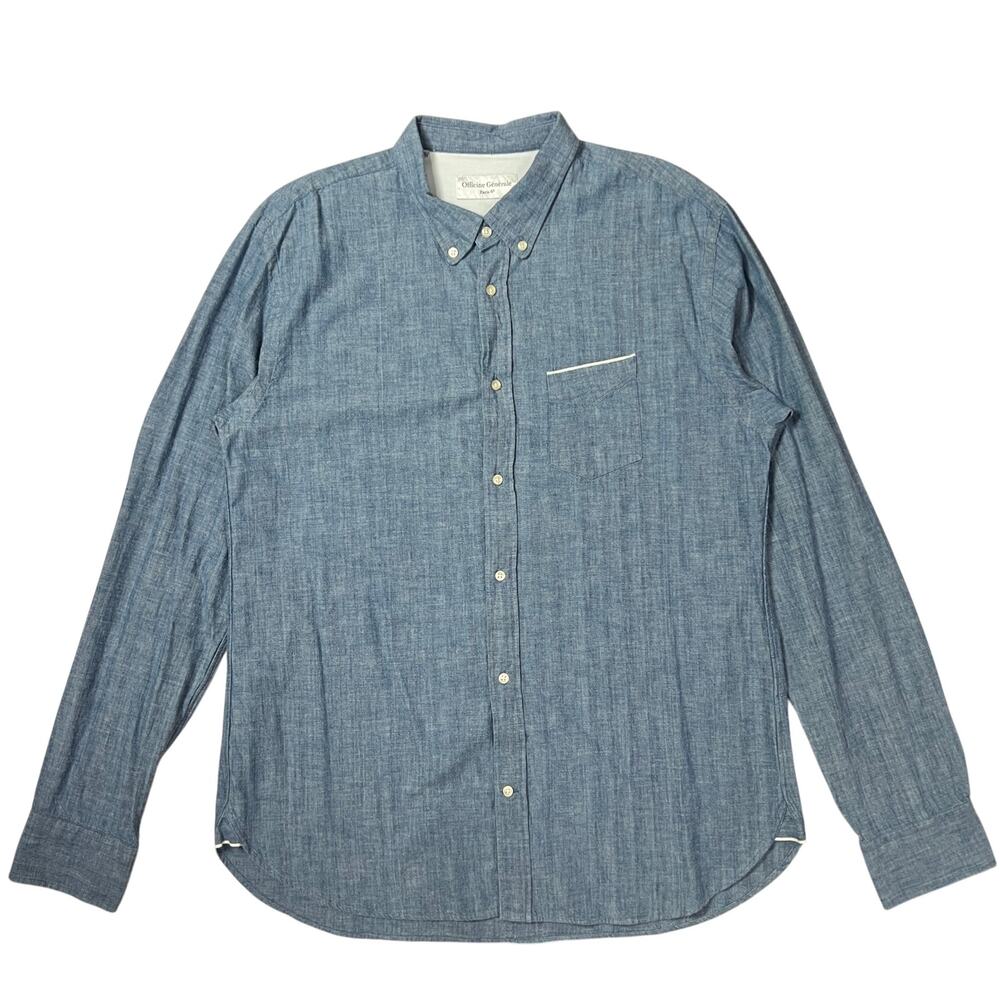 Officine Generale Chambray Button Down Shirt MENS SIZE XL Blue Portugal